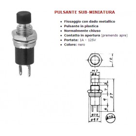 Miniature push button black sub micro 1a 250v open