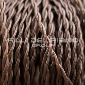 Electric cable chandeliers plaited silk fabric vintage 2x0,75mm brown