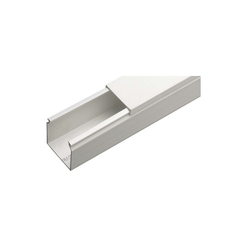 Weiße 60x40-Kabelrinne mit Abdeckung für 2...