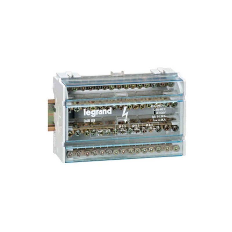 Morsettiera tretapolare 125a 15fori 8 moduli 