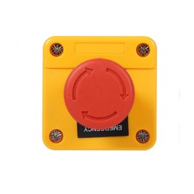 Tasto rosso a fungo di emergenza apparecchiature elettriche 