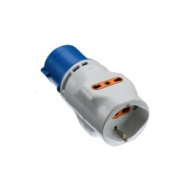 CEE mashio electric adapter 2 sockets 16A by-pass EC690510 blue