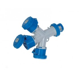 Stromadapter cee 220v 16a 3ausgänge 300432 blau Electrochannels