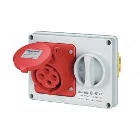 Presa elettrica interbloccata incasso 3p+terra 16a rosso ip44 