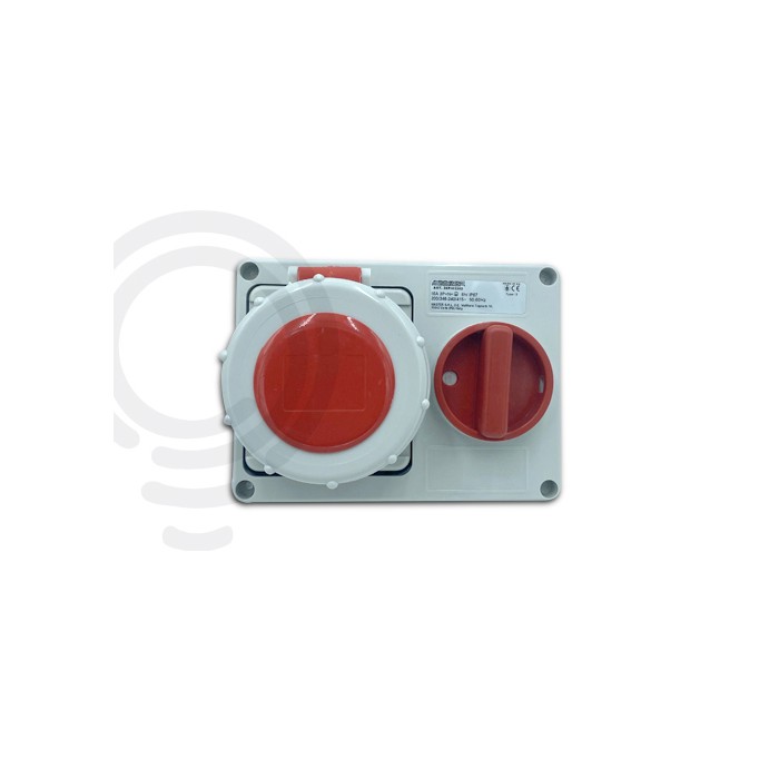Presa interbloccata incasso orizzontale 3P+N+T IP67 rosso 16A 