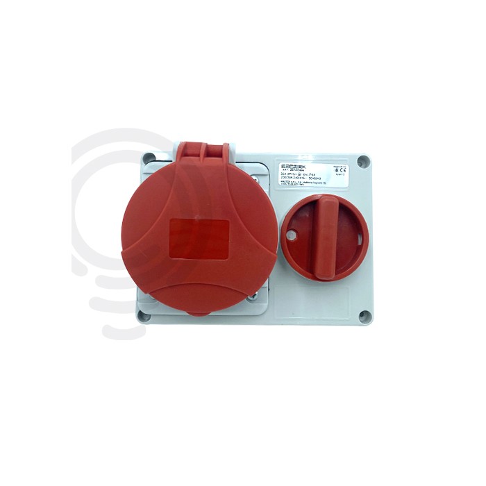 Prise électrique encastrée et verrouillée 3p tn 32a rouge...