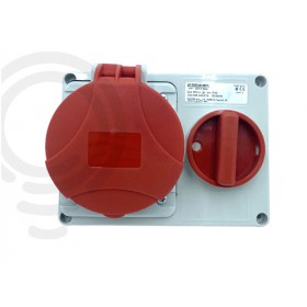 Eingelassene verriegelte steckdose 3p tn 32a rot 24pio3004 ip44
