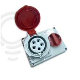 Recessed interlocked electrical socket 3p tn 32a red 24pio3004 ip44