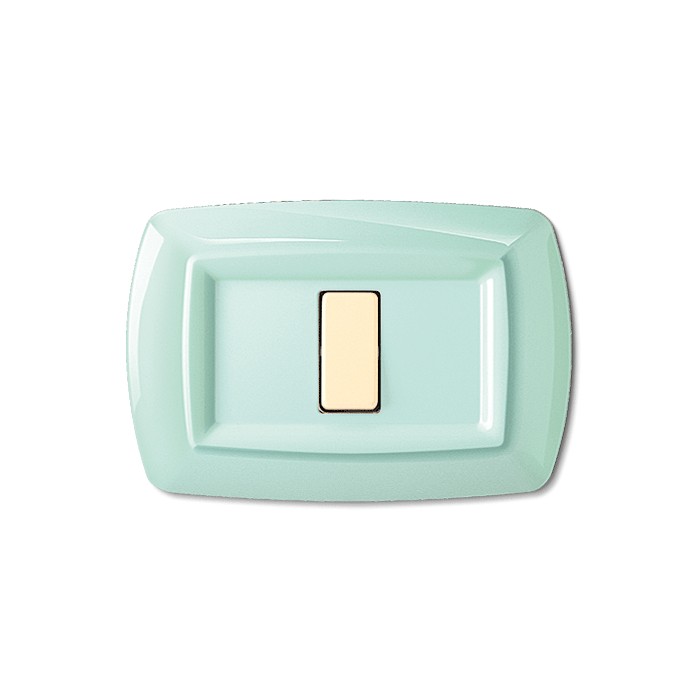 Round plate 2 holes pastel green magic bticino series...