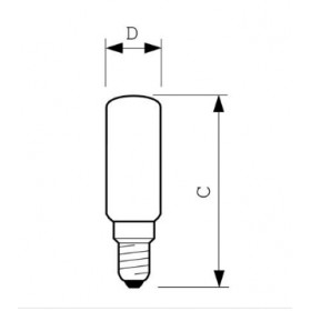 Lampada tubolare ts40 e14 chiara 40w 230v cappa da cucina