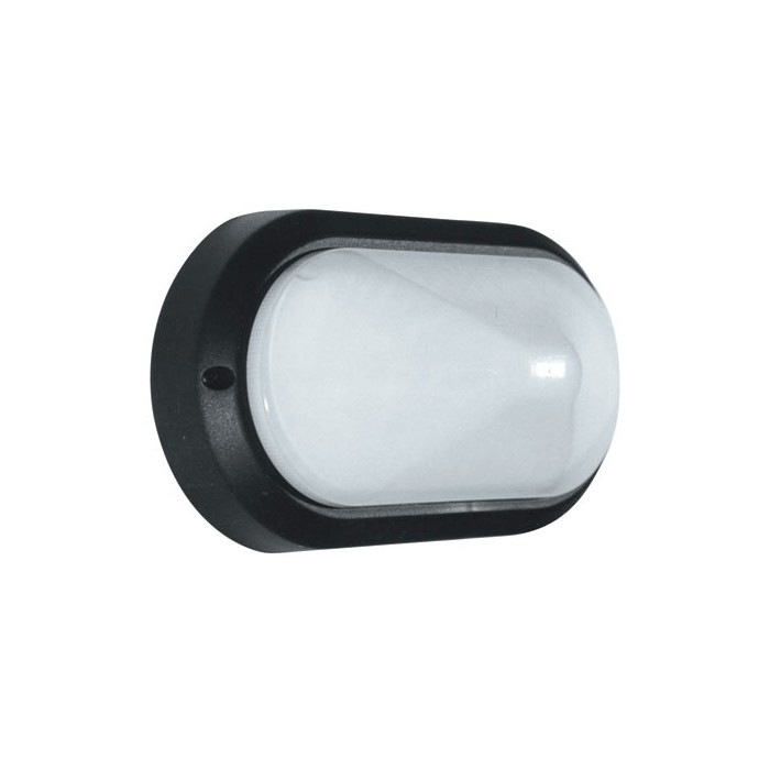 Plafoniera esterno policarbonato forma ovale e27 nero 150tner