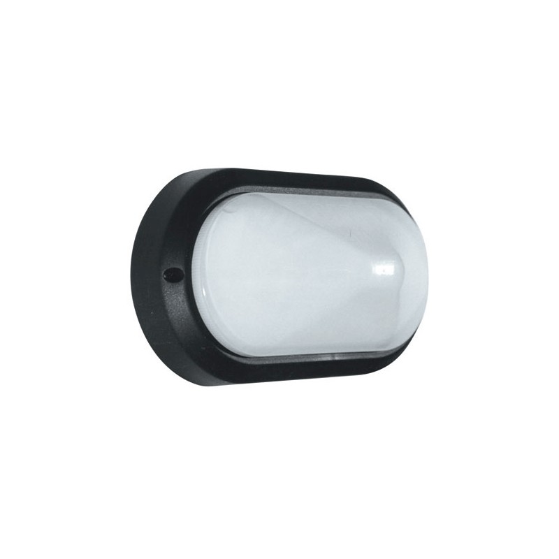 Plafoniera esterno policarbonato forma ovale e27 nero 150tner