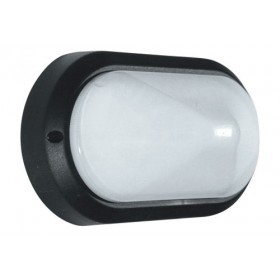 Plafoniera esterno policarbonato forma ovale e27 nero 150tner