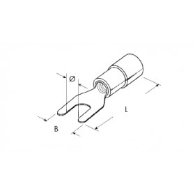 Capicorda forchetta giallo 2,5mmq foro 4,3 d.6,8mm v43gi