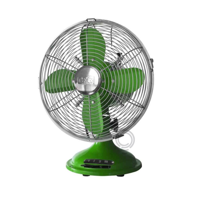 Ventilateur de table en métal chromé vert 3...