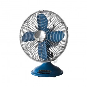 Ventilatore elettrico da tavolo vintage cromo d.30 blu 3 velocità