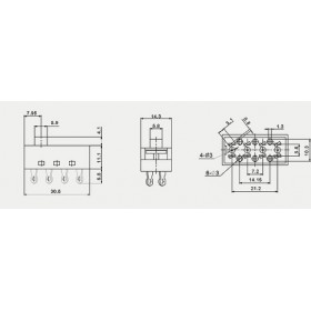 Slide slide slider switch 0-1-2 f025 black