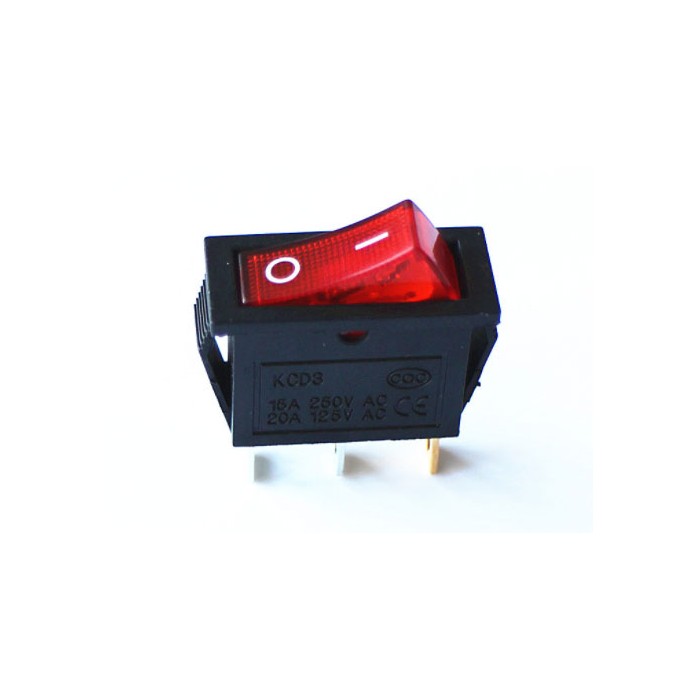 Interruttore a bilanciere elettrico tasto rosso 1/0 f028r 15a 