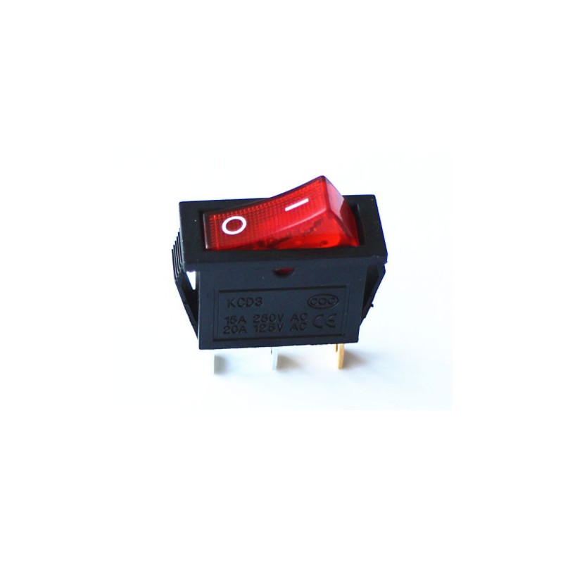 Interruttore a bilanciere elettrico tasto rosso 1/0 f028r 15a 
