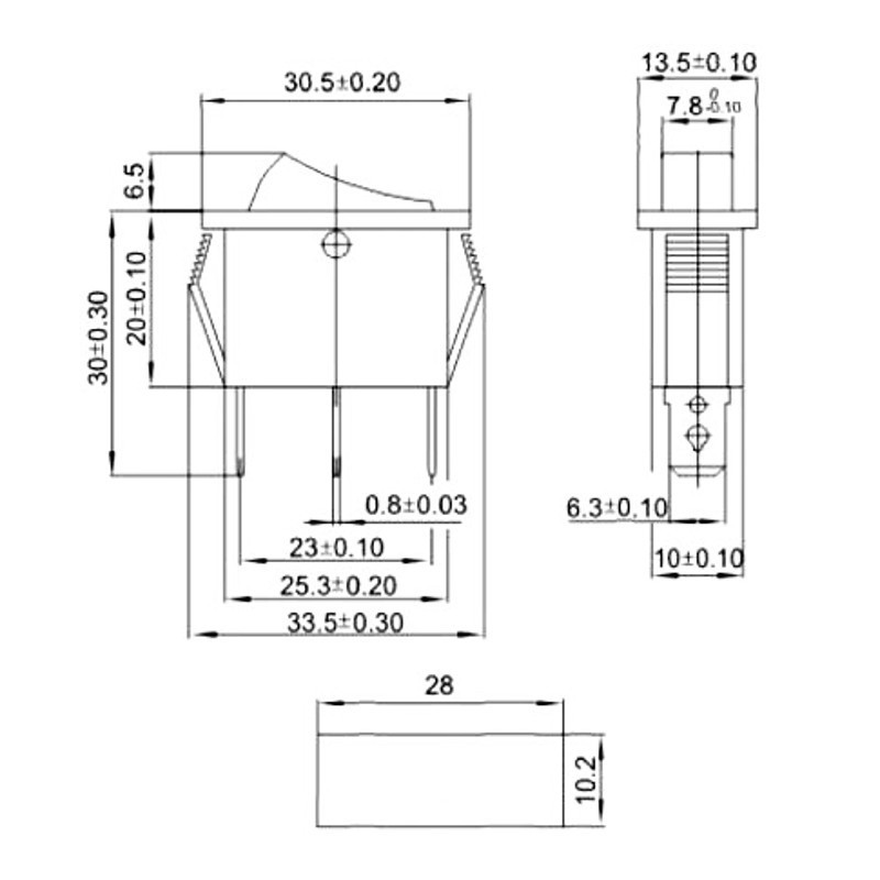 Interruttore a bilanciere elettrico tasto rosso 1/0 f028r 15a 