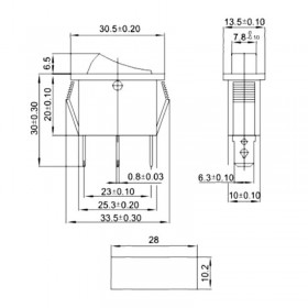 Interruttore a bilanciere elettrico tasto rosso 1/0 f028r 15a 