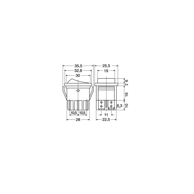Bipolar balancer push button light 30x22
