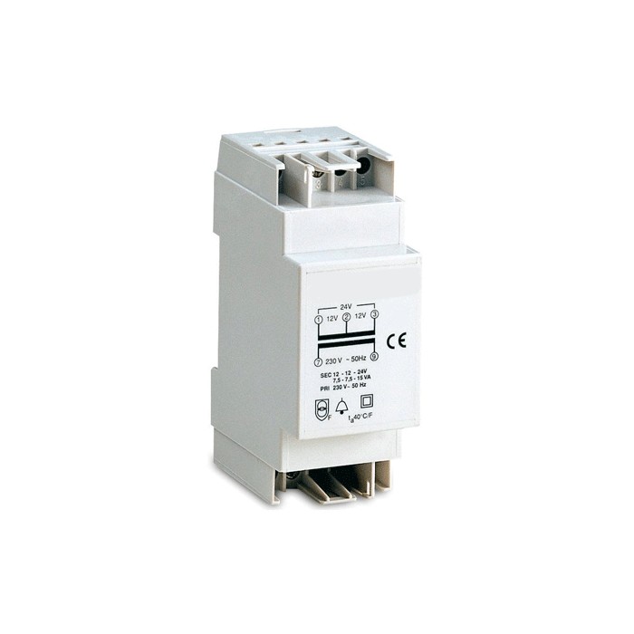 Trasformatore elettrico 2 moduli din da quadro parete 15va ecl4315 4-8-12V