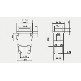 Bipolar push switch touche noire au panneau