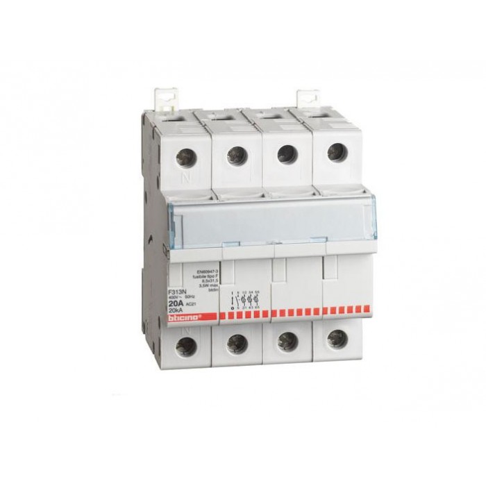 Portafusibile sezionabile attacco din 3p+n 20a f313n bticino 