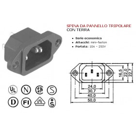 Presa tripolare da pannello ferro polti  micromax 02073360