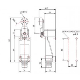 Finecorsa asta rotativa corta azione attuatore momentaneo nc + no  