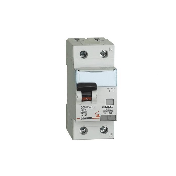 Interruttore magnetotermico differenziale btdin45 ac 1p+n 30ma 16a 4500a