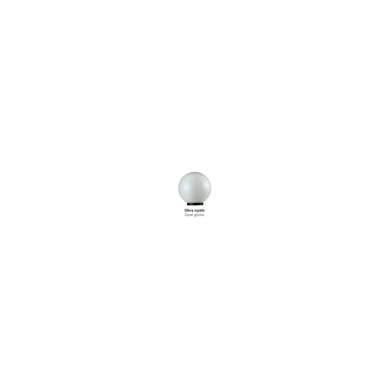 Lampione sfera opale d250 c/adat  e27 base nero