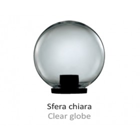 Lampione da giardino a sfera trasparenrte d300 con base e27 nero 