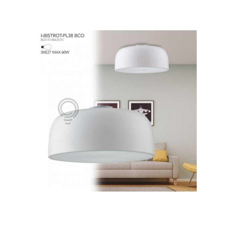 Suspension bistrot 38 in white metal 3xe27