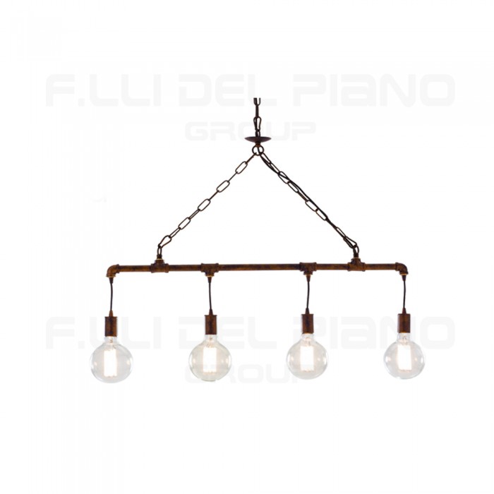 Sospensione zincata 4luci 4xe27 stile industriale