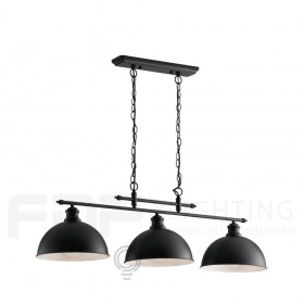 Sospensione lampadario charleston nera 3xe27 99x29x26cm 