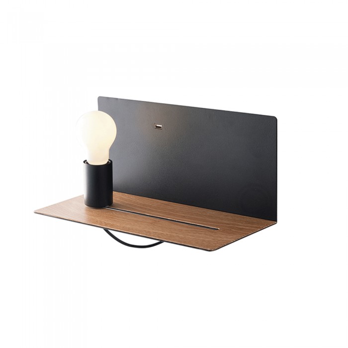 Blitzapplikation Schwarz USB 1Xe27 33X15X18Cm