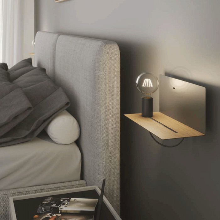 Applique Flash Nero Usb 1Xe27 33X15X18Cm 2