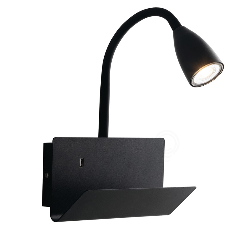 Applique Gulp Nero Usb 1Xgu10 23X49X27Cm