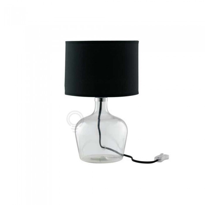 Table lamp in glass shade black 1xe27 hendrix