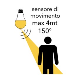 LED-Lampe mit Bewegungssensor, Bewegungssensor, max. 4 m, 150° ø60, 12 W, 4000 K
