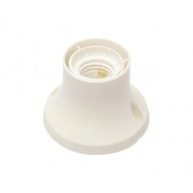 Lamp holder with straight plastic base for wall or ceiling white e27