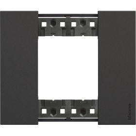 Placca 2 moduli living now nero materiale plastica bimaterica