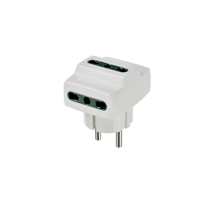 Adattatore elettrico multiplo spina schuko s31+3p17/11 bipasso bianco
