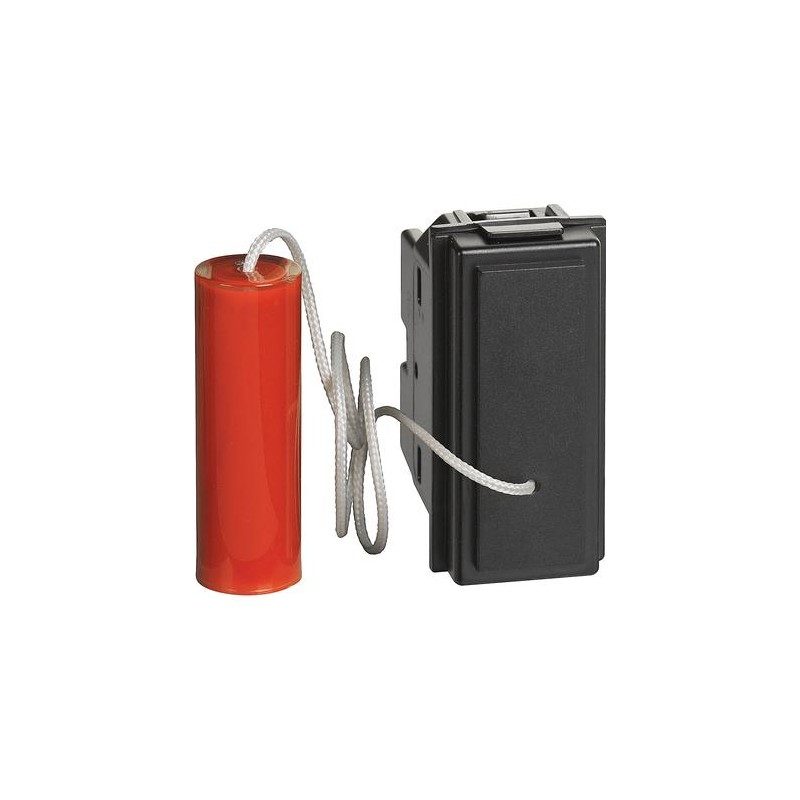 Pulsante a tirante 10a 1 polo no e 1polo nc 1 modulo nero kg4033