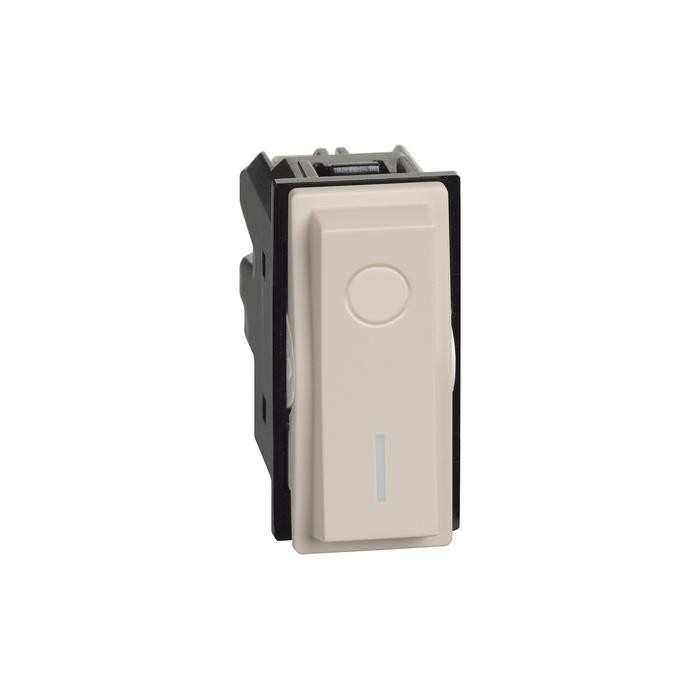 Interruttore 2p 16 ax, 250 va.c., illuminabile - 1 modulo, sabbia 