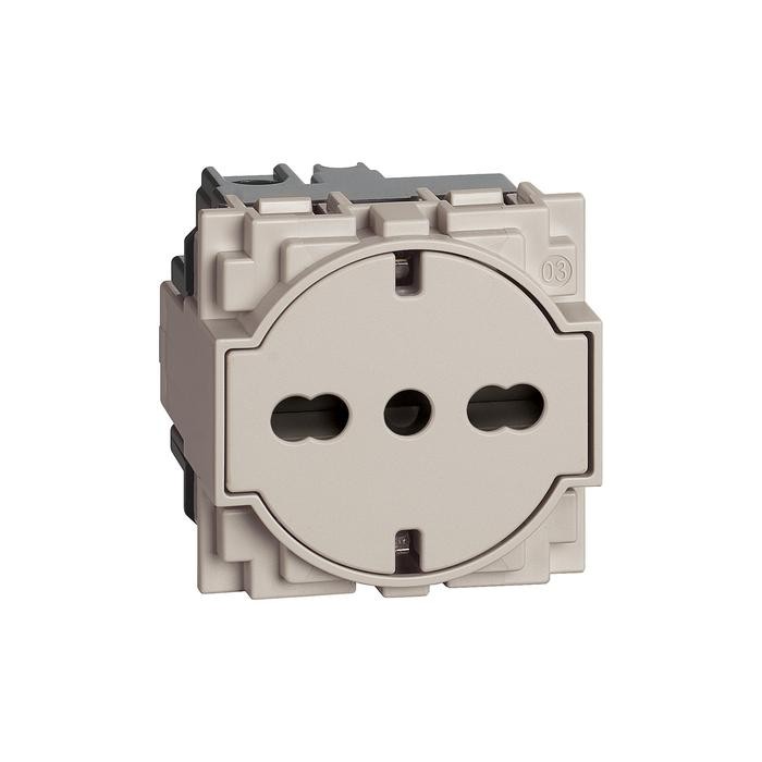 Presa elettrica unel bipasso 10/16a sabbia living now bticino