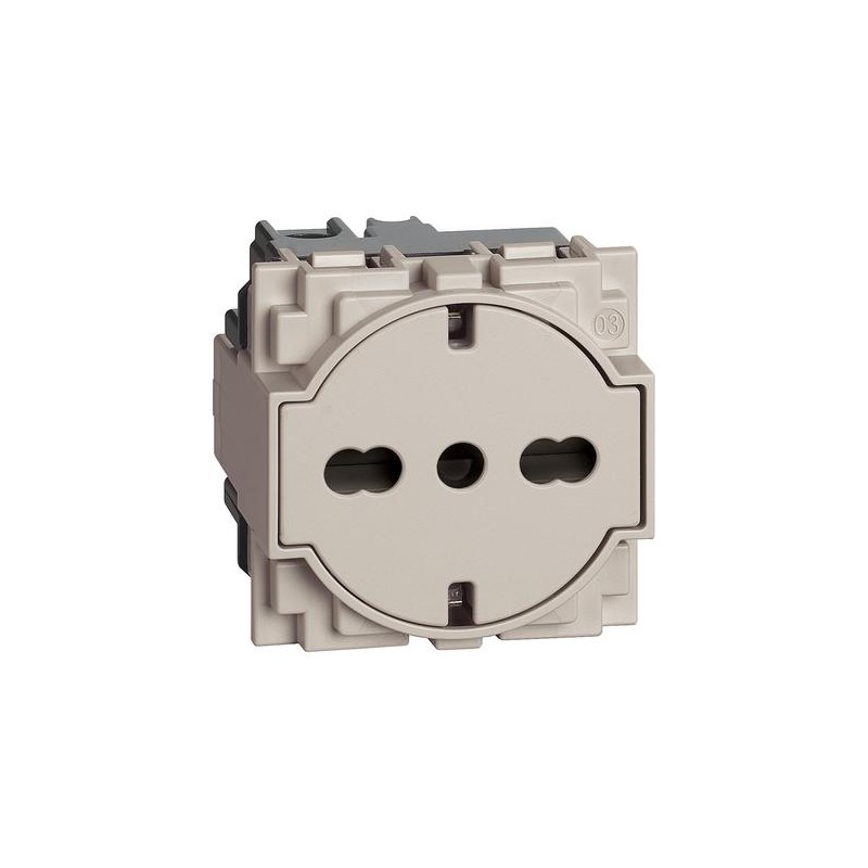 Presa elettrica unel bipasso 10/16a sabbia living now bticino