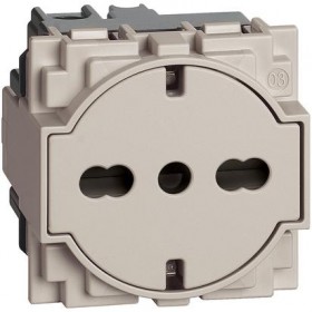 Presa elettrica unel bipasso 10/16a sabbia living now bticino